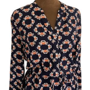 Crown & Ivy Navy and Orange Long Sleeve Dress